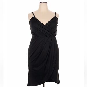 Misguided plus Black Spaghetti Strap Wrap Dress size 16